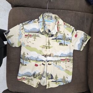 Gymboree Scenic Print Kids Button Down Shirt - Camping